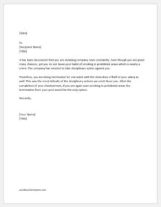 Warning letter to employee for rules violation