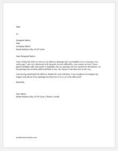Complaint Letter for Poor Delivery Service