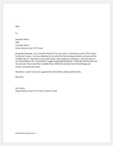 Complaint Letter to Principal about Library