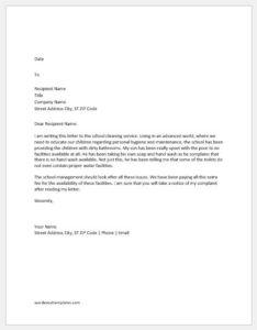 Complaint Letter for School Toilet