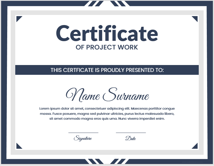 Project completion certificate template