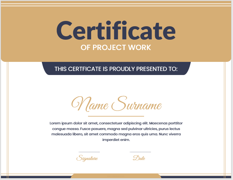 Project completion certificate template