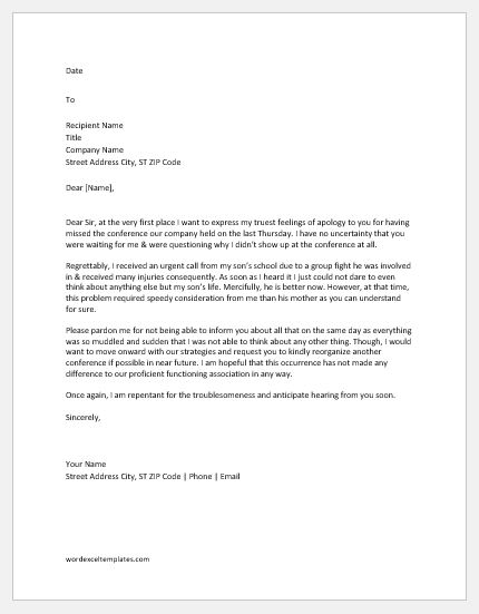 Explanation Letter For Not Attending The Conference Save
