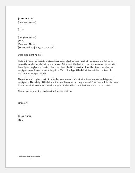 Explanation Letter For Negligence from www.wordexceltemplates.com