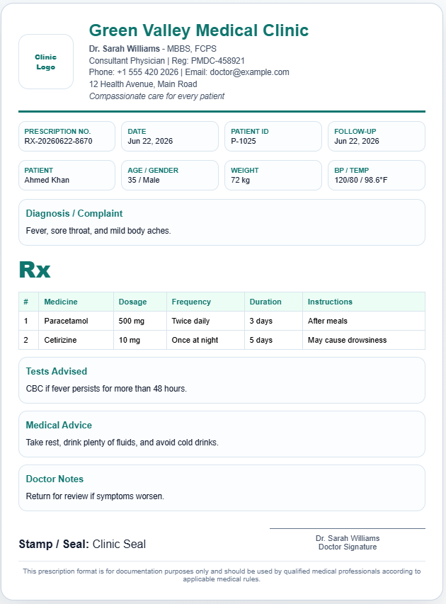 Doctor Prescription Pad Template