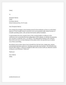 Employee Training Session Announcement Letter