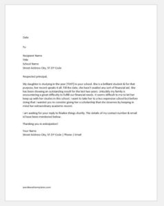 Letter to School Requesting for a Scholarship