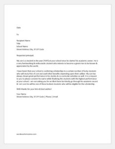 Letter to School Requesting for a Scholarship