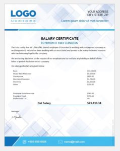 Salary certificate template