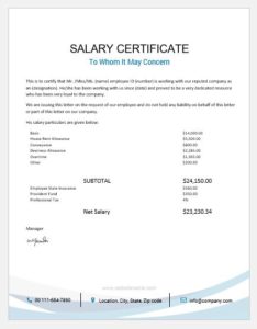 Salary certificate