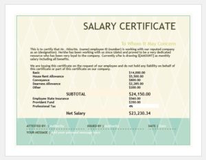 Salary certificate