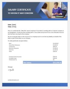 Salary certificate template