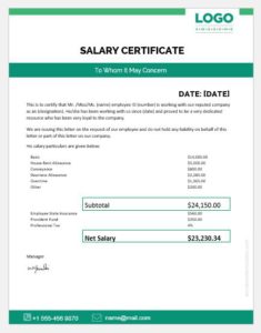 Salary certificate