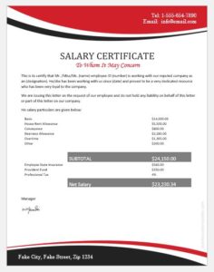 Salary certificate