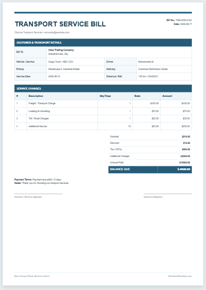 Transport Service Bill