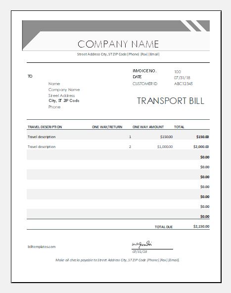 Transport Document Template