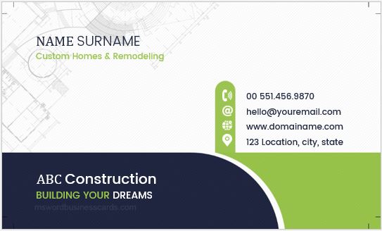 Construction Company Workers Business Card