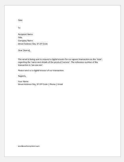 Invoice Request Letters & Emails | Word & Excel Templates