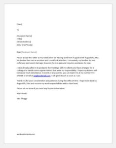 excuse letter for missing work from doctor Excuse Letter for missing work due to family emergency