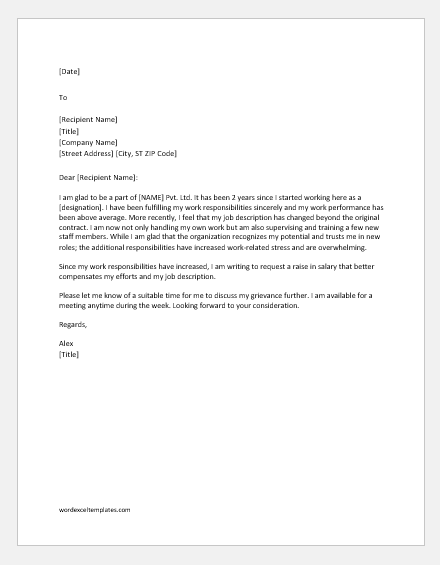 Salary Increase Request Letter Template from www.wordexceltemplates.com