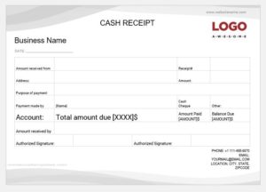 Cash payment receipt