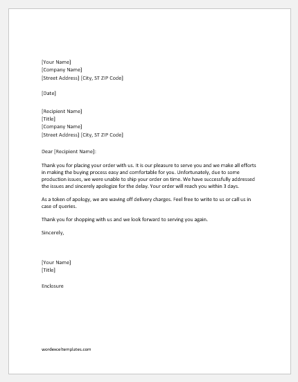 Apology Letter for Delay in Shipment | Word & Excel Templates