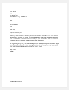 Debit note covering letter