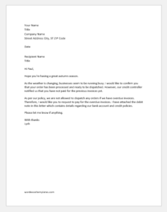 Debit note letter to supplier