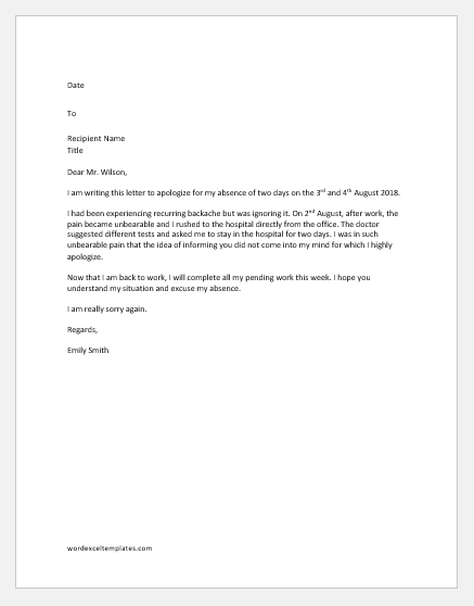 Sick Letter To Work from www.wordexceltemplates.com