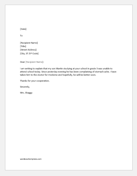 Leave Letter To The Class Teacher from www.wordexceltemplates.com