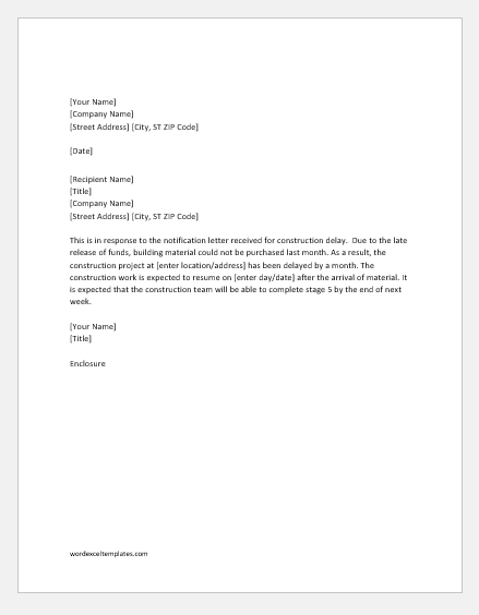 Explanation letter for project delay