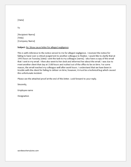 Show Cause Letter Replies For Various Situations Word Excel Templates