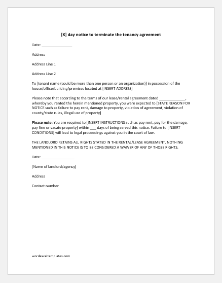 Sample Of Eviction Notice Letter from www.wordexceltemplates.com