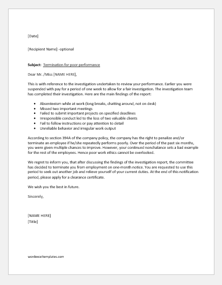 Performance Appraisal Sample Employee Performance Letter