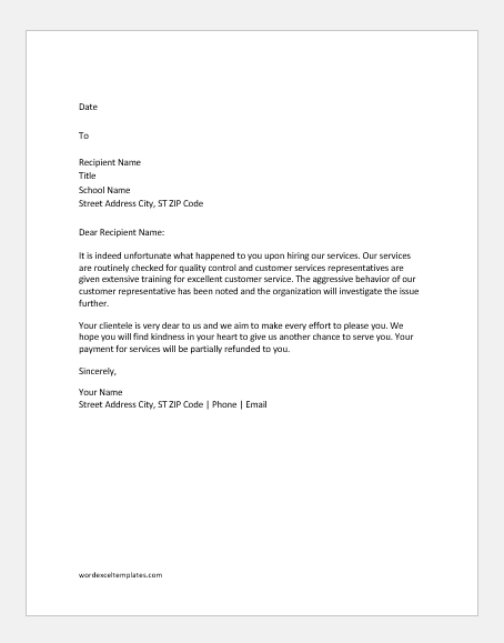 Angry customer response letter
