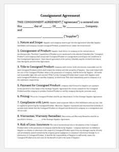 Consignment Agreement