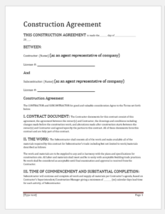 Construction Agreement