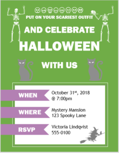 Halloween party flyer template for MS Word