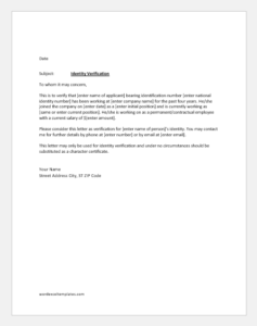 identification confirmation of identity letter