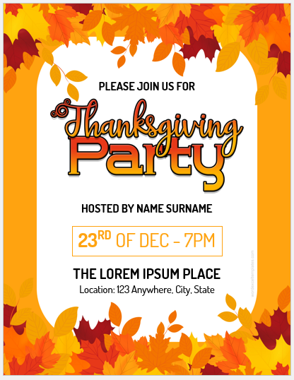 Thanksgiving party flyer template