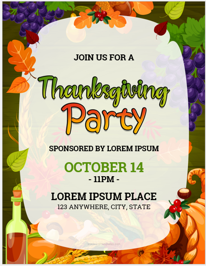 Thanksgiving party flyer template