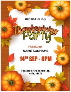 Thanksgiving party flyer template