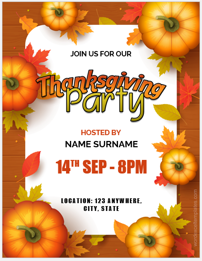 Thanksgiving party flyer template