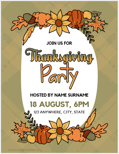 Thanksgiving party flyer template
