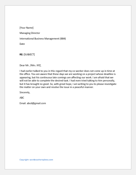 Complaint Letter About Your Boss from www.wordexceltemplates.com