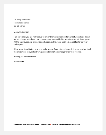 Secret Santa Email to Staff