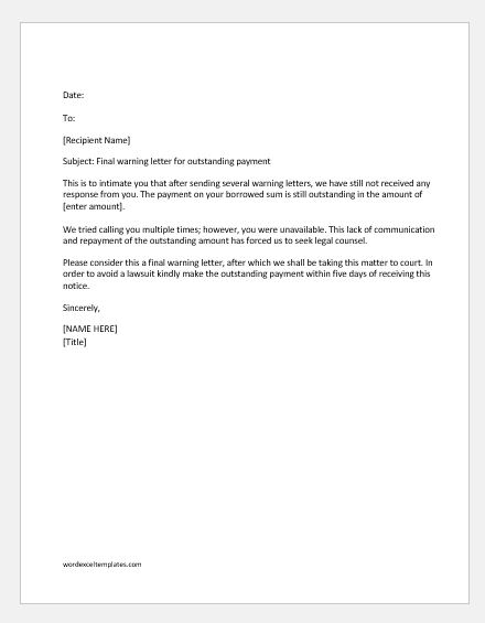 Outstanding Balance Letter To Customer from www.wordexceltemplates.com