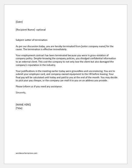 Sample Letter Informing Clients Of Employee Resignation from www.wordexceltemplates.com