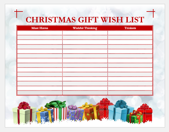  Christmas Wish List Template Microsoft Word For Your Needs
