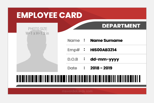 Employee Card Template Word
